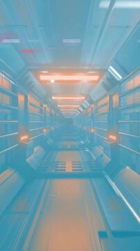 Animation of digital tunnel on blue background