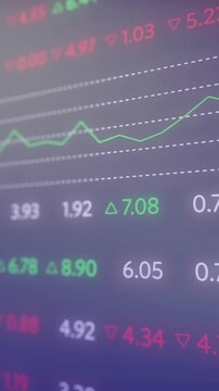 Animation of data processing over diagrams on blue background
