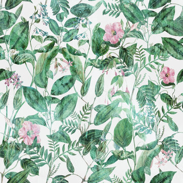 Hibiscus Plant Decorative seamless pattern. Repeating background. Tileable wallpaper print.
