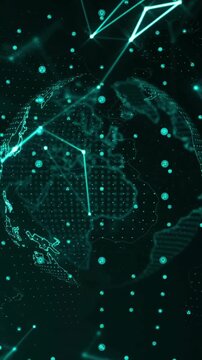 Animation of globe over network of connections on black background