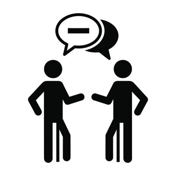 Two people talking with a negative speech bubble disagreement conversation