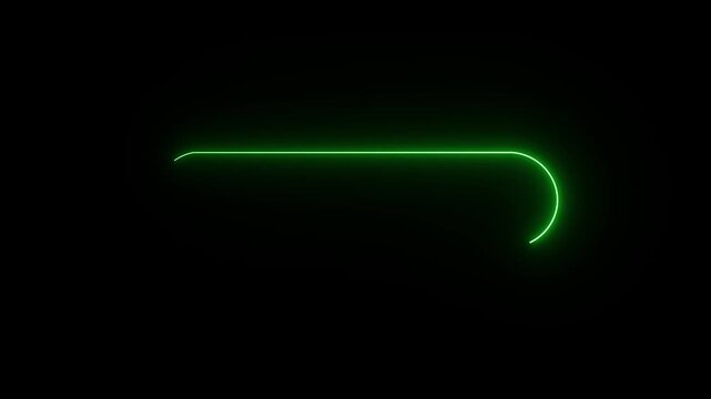 Animated glowing green neon line drawing a rounded rectangle frame on a black background. Perfect for text boxes, UI elements, and HUDs.