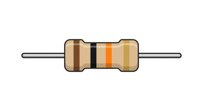 Electronic resistor component icon with color bands.