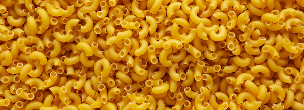 Dry Organic Elbow Macaroni Pasta top view.