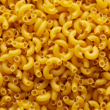 Dry Organic Elbow Macaroni Pasta, top view.