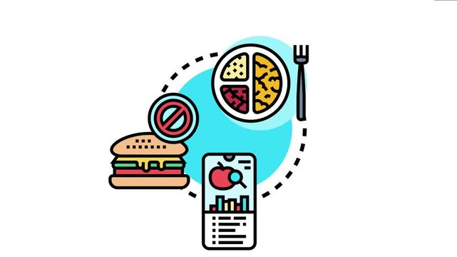 Healthy food portions and diet tracking on a smartphone replacing fast food, a balanced nutrition plan for calorie management and wellness