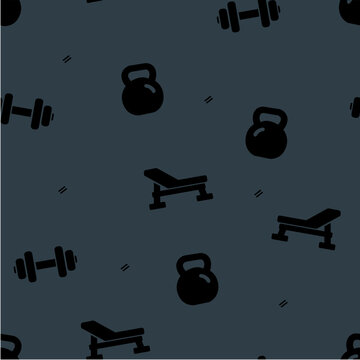 strength training black seamless pattern background