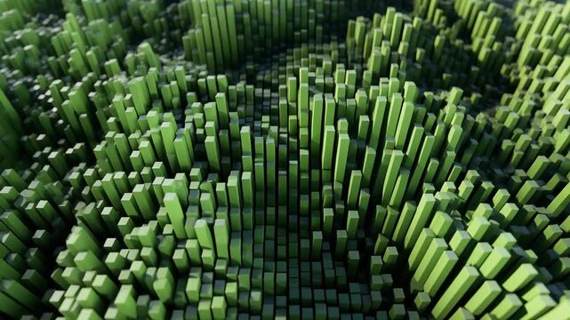Abstract Green Forest Landscape 3D Render Organic Growth, Data Visualization, Nature Background