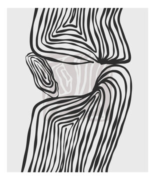 Abstract Wavy Line Pattern with Organic Curves, Black and White Optical Linear Background, Modern Minimalist Psychedelic Geometric Wall Art Design