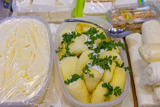 Yellow Peppers Filled With Cheese and Parsley Clotted Cream Dairy Farm Products Balkans Cuisine