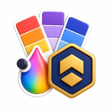 3D Brand Color Palette and Visual Identity Design Concept