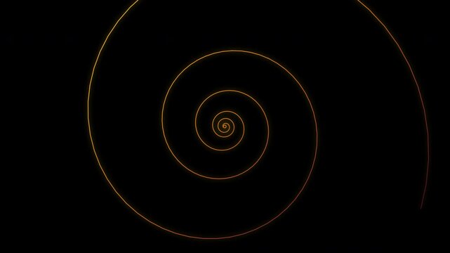 Four golden mathematical Fibonacci spirals spinning isolated on a transparent alpha channel