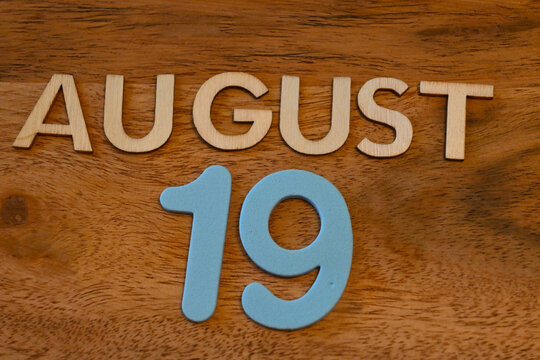 August 19 date lettering on wood