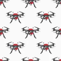 UAV for Firefighting. Fire Wildfire Drone Seamless Pattern. AI © yucatana