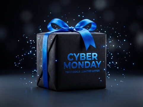Cyber monday exclusive: sparkling tech deals on gift boxes with blue ribbons