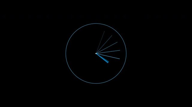 Four minimalist motion clocks with blue echo trails rotating on a transparent background