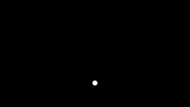 Four white dots with chromatic aberration bouncing on isolated transparent alpha channel background