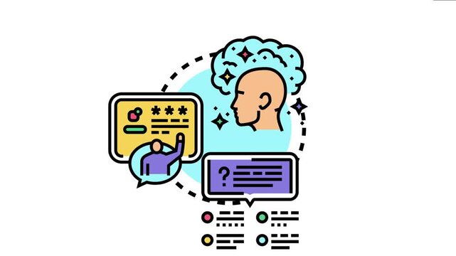 Callout bubble concept visualizing human communication, thinking processes, and idea generation through interactive message boxes and a profile head with sparkling thought forms