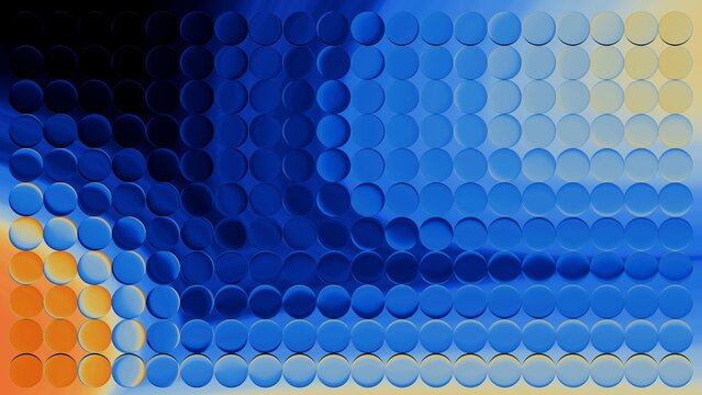 Abstract geometric background featuring blue circle pattern grid with warm orange accent light in corner, high tech style