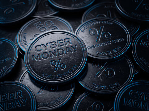 Cyber monday discount coins with limited offer and save big message