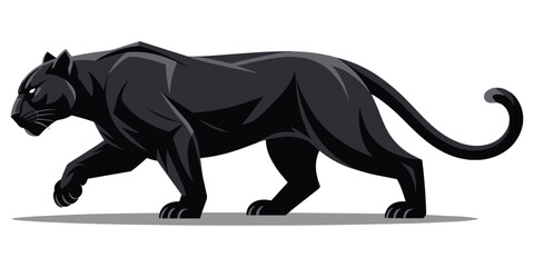 Black panther stalking forward a dramatic animal silhouette © PixelNest