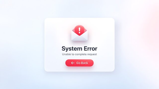 System Error UI Popup Concept With Warning Alert Message And Failed Email Request
