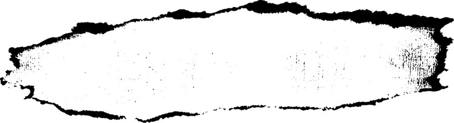 Fototapeta premium Torn grunge black and white ink blot horizontal frame for background banner design and distressed texture