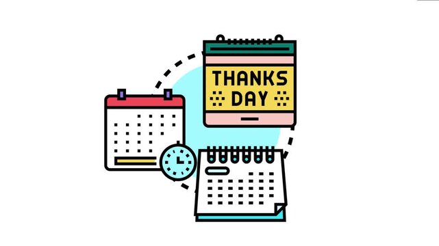 Calendars displaying a special event like thanks day, with a clock indicating time management and important date planning