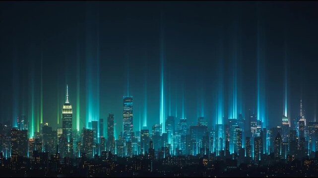 Smart digital city with connection cyber security network reciprocity over the twilight cityscape.future wireless digital city and social media networking systems that connects people within the city