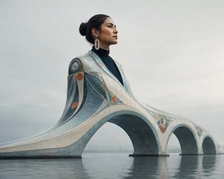 Young Indigenous Creative Merging With Futuristic Ceramic Bridge