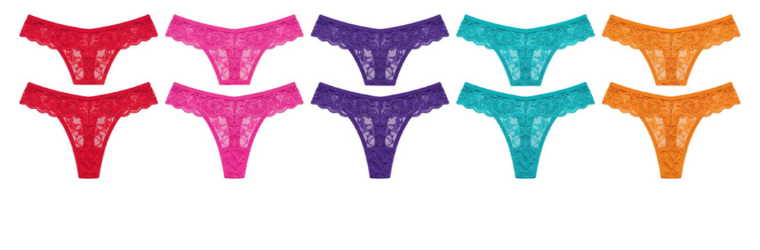 Assorted Lace Thong Underwear Collection Isolated
