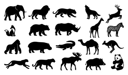 Obraz premium Wild Animal Silhouette Black Wildlife Vector Collection