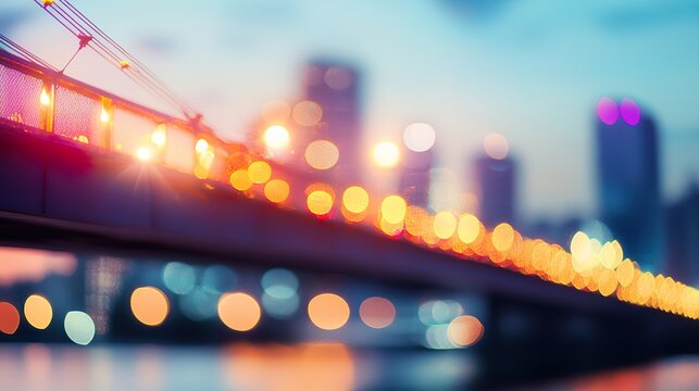 Blurred bridge background, city skyline