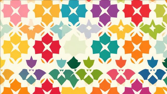Colorful mosaic with vibrant hues and intricate patterns.