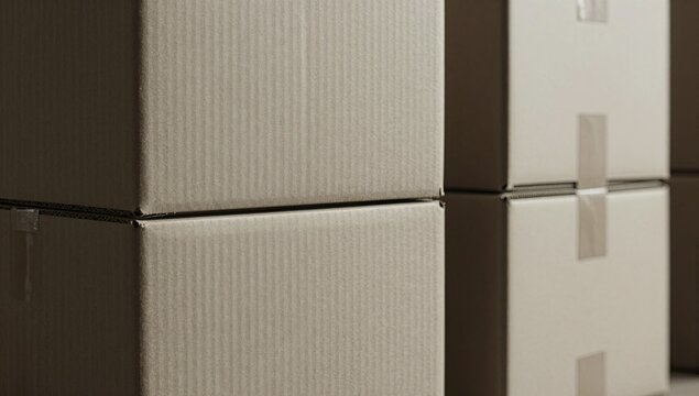 Stack of Cardboard Boxes in a Warehouse for Shipping and Delivery