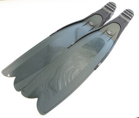 Pair of Long Grey Diving Fins for Underwater Swimming and Sports © YouraPechkin