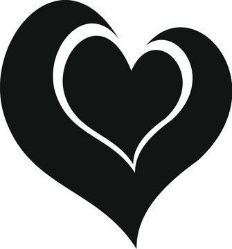 Black heart symbol with an inner white outline representing care and affection
