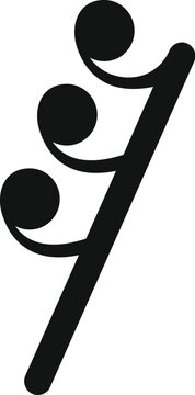 Black sixty fourth musical rest symbol on a clean white background