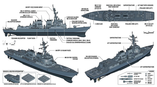 Arleigh Burke Class Destroyer Technical Infographic