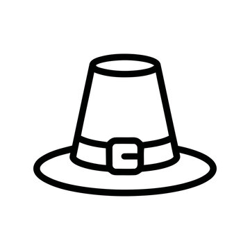 Black and white pilgrim hat icon with a buckle for thanksgiving holiday celebration Vector