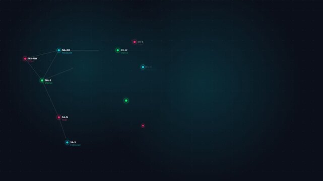 Sensor network map with global real-time telemetry with interconnected digital nodes data analytics interface, for connectivity, cloud computing, information systems, infrastructure