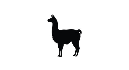 Naklejka premium Llama Silhouette Against A White Background Minimalist Animal Shape