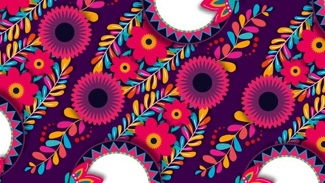 Vibrant Mexican Floral Pattern Background for Hispanic Heritage Month Celebration 1.