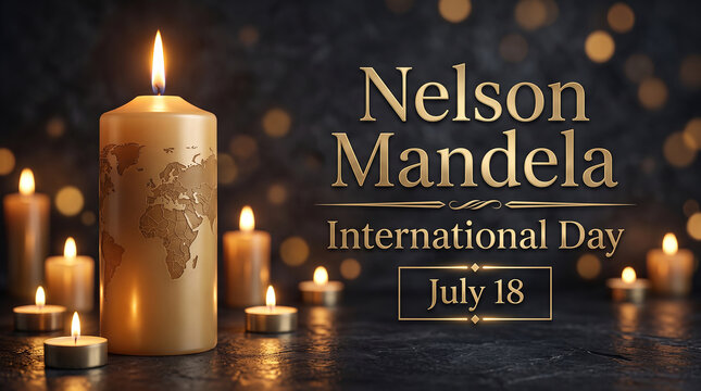Nelson Mandela International Day July 18 candles peace freedom equality legacy inspiration resilience unity awareness solidarity empowerment compassion courage hope   generative ai