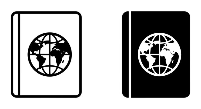 Passport Icons, International Travel Document Symbols, Global Identity Booklets, Vector Graphics