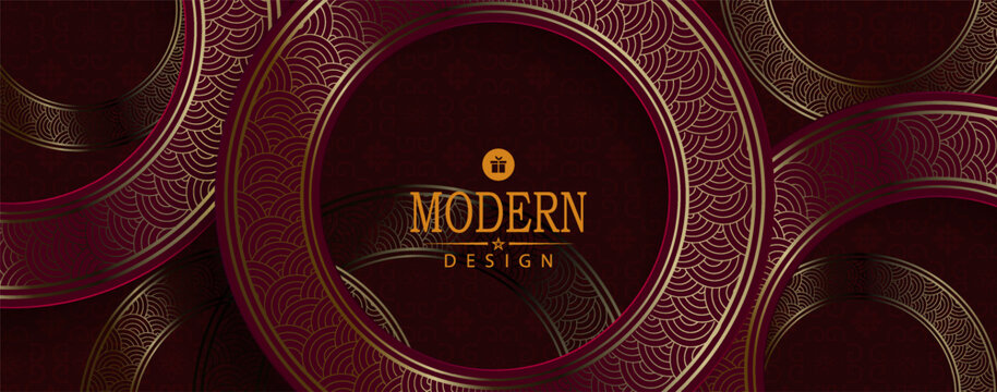 Chinese New Year. Gorgeous design with circles. Pattern based on traditional art.