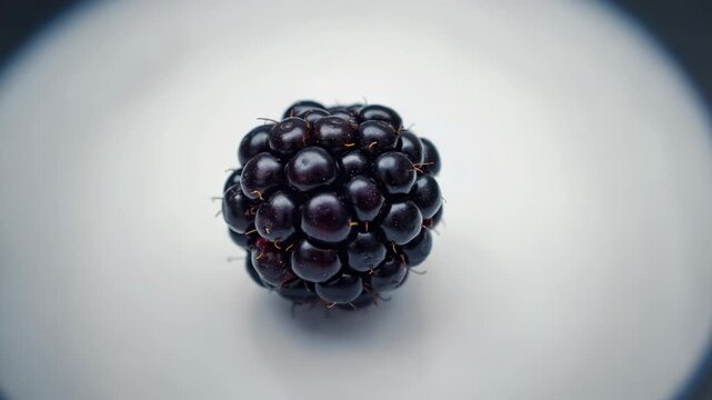 A single blackberry in sharp focus against a blurred background.