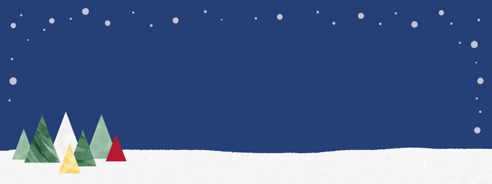 クリスマス素材　ツリーと夜空の背景