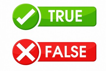 Fototapeta premium True false checkmark and cross icon set with green and red color buttons