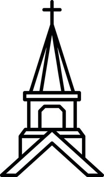 Minimalist church steeple line icon, Christian chapel tower vector illustration, simple religious building spire graphic vector
